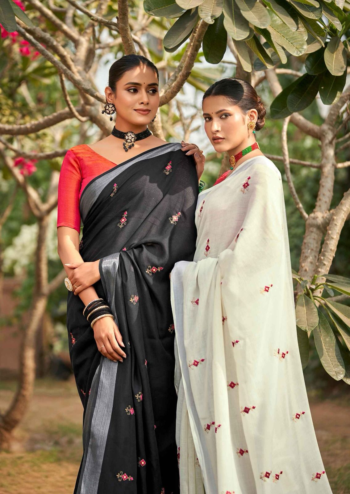 Malika By Kashvi Embroidery Pure Linen Designer Sarees Wholesale Suppliers In Mumbai